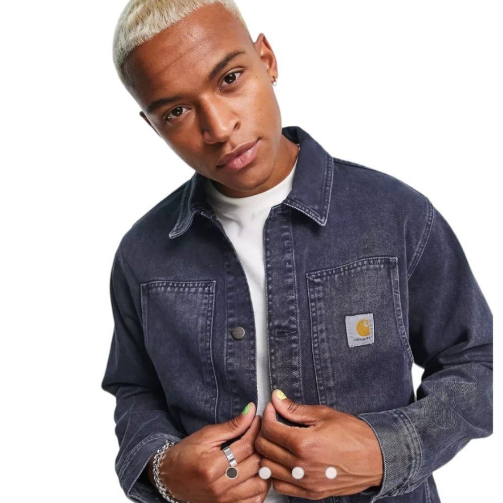Carhartt WIP double front washed distressed oversized jean jacket Size XS unisex